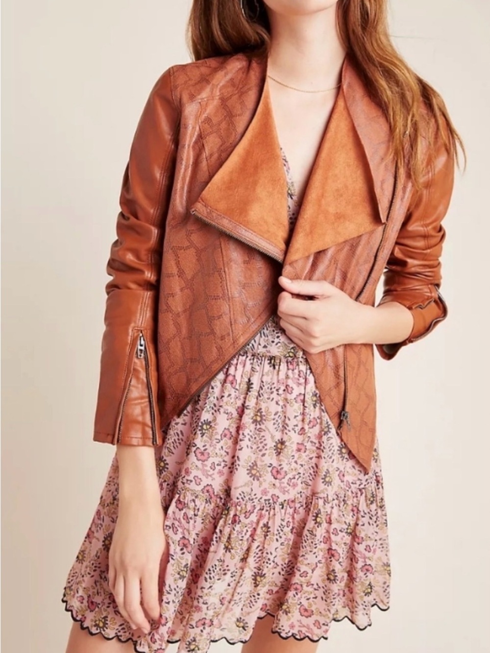 Women’s Blank NYC Sharona Python Moto Jacket in Brown